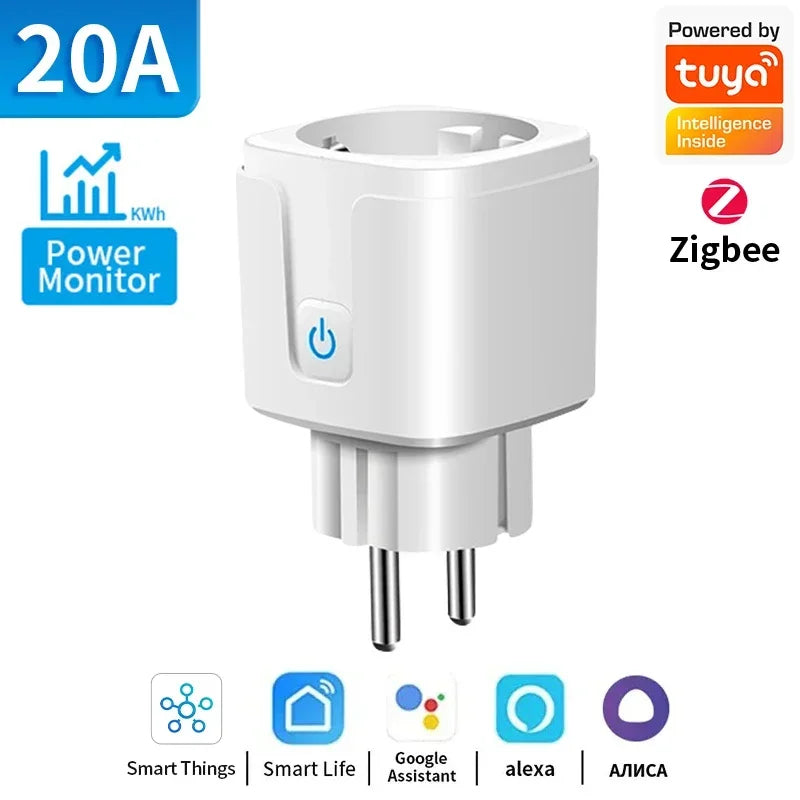 Smart Steckdose EU 16A/20A – WLAN/Zigbee 3.0, Energiezähler, App- & TNCE Tuya