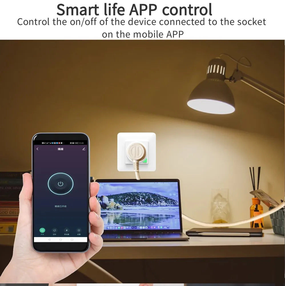 Smart Steckdose – Glasfront Weiß, Stromverbrauchsmonitor& App-Steuerung-COSWALL Tuya