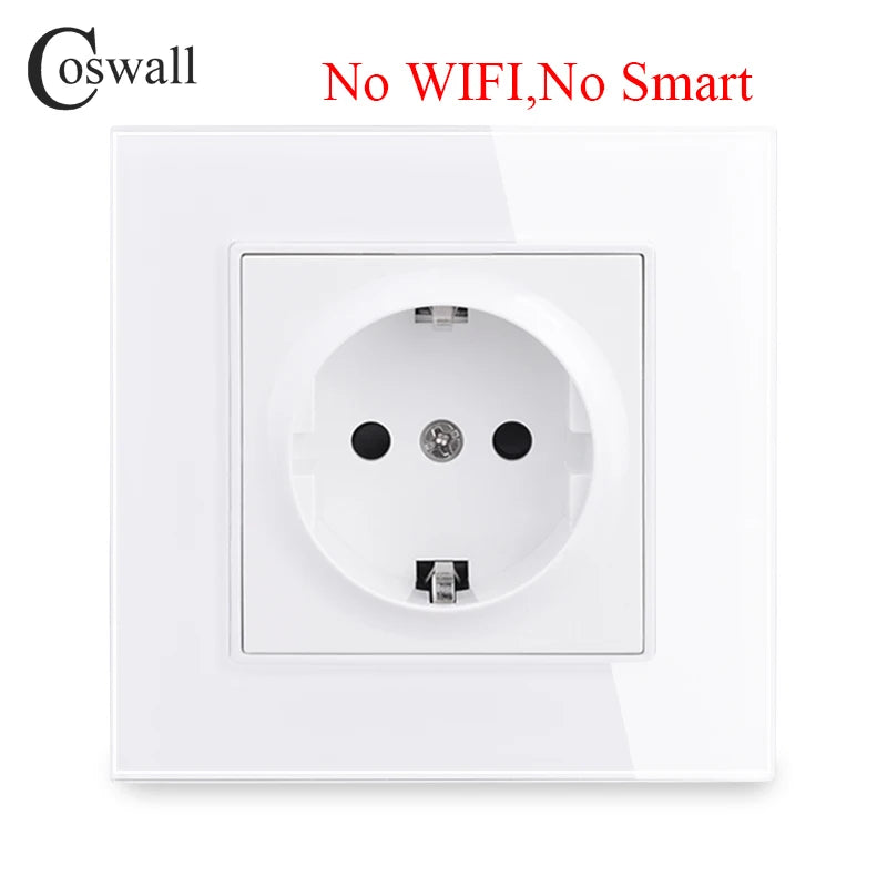 Smart Steckdose – Glasfront Weiß, Stromverbrauchsmonitor& App-Steuerung-COSWALL Tuya