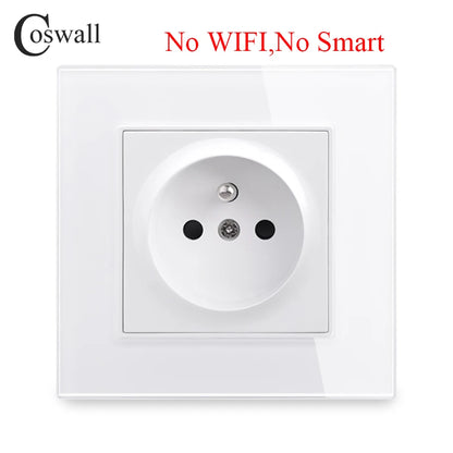 Smart Steckdose – Glasfront Weiß, Stromverbrauchsmonitor& App-Steuerung-COSWALL Tuya