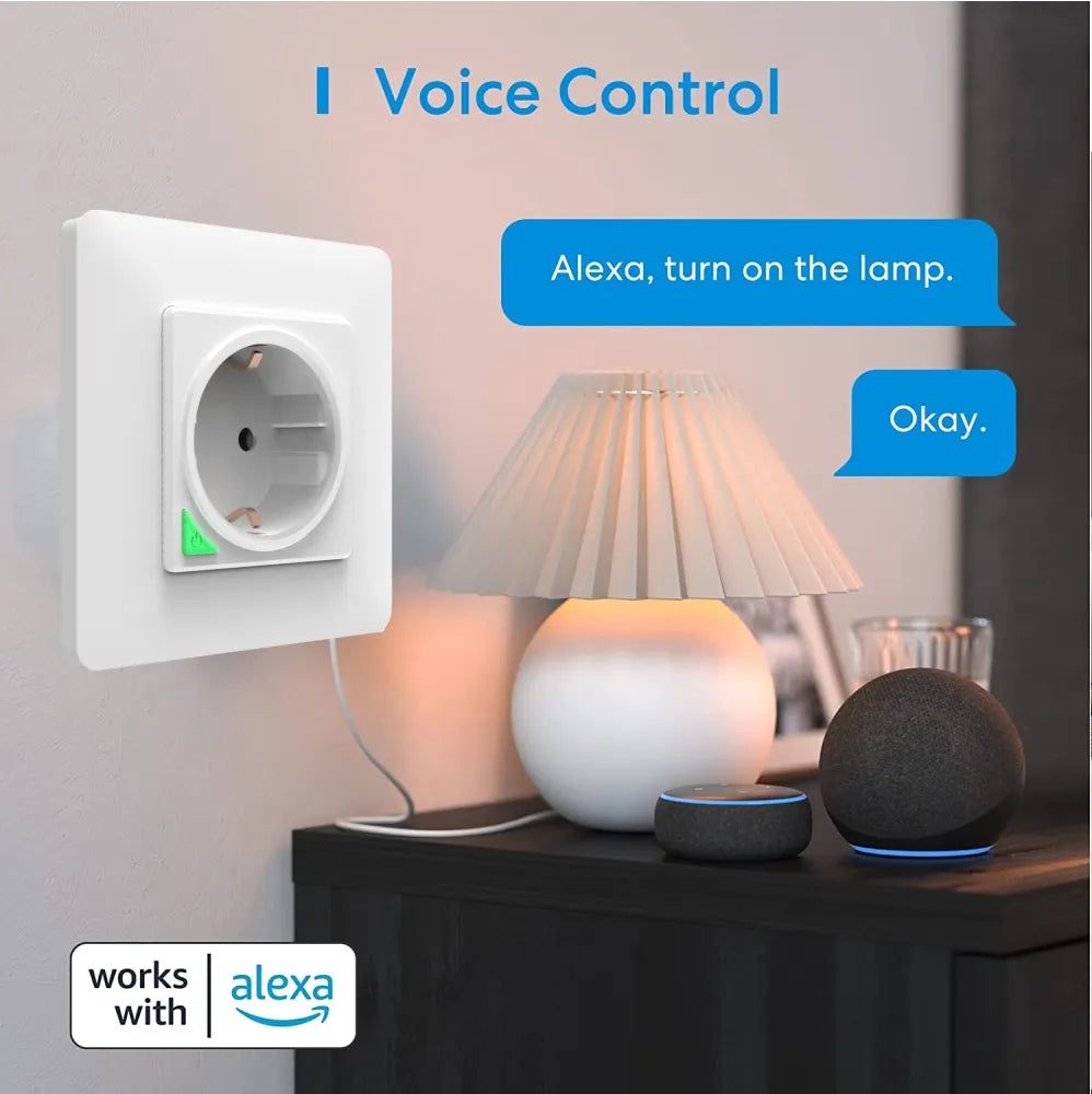Smart Steckdose – Glasfront Weiß, Stromverbrauchsmonitor& App-Steuerung-COSWALL Tuya
